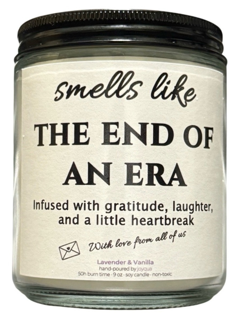 Soy Candle Lavender Vanilla End of an Era Work Gift Retirement 9 oz 50 Hours